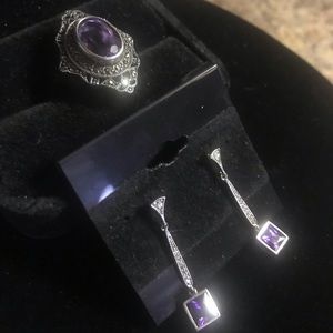 Vintage sterling silver ring and ring Amethyst